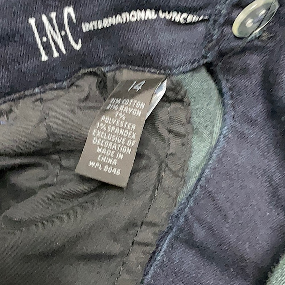International Concept (INC) Dark Blue Denim Flare Trousers Size 14 - Picture 7 of 8